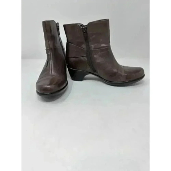 Clarks Bendables Women's Brown Ankle Boots Booties Side Zip -‎ Size 6 - Picture 11 of 12